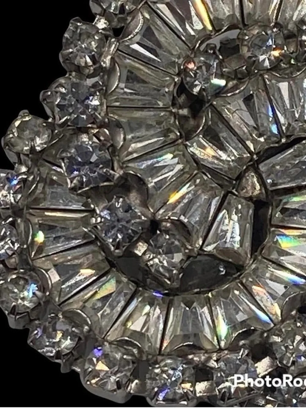 Vintage Warner Pinwheel Trapezoid Rhinestone Brooch
